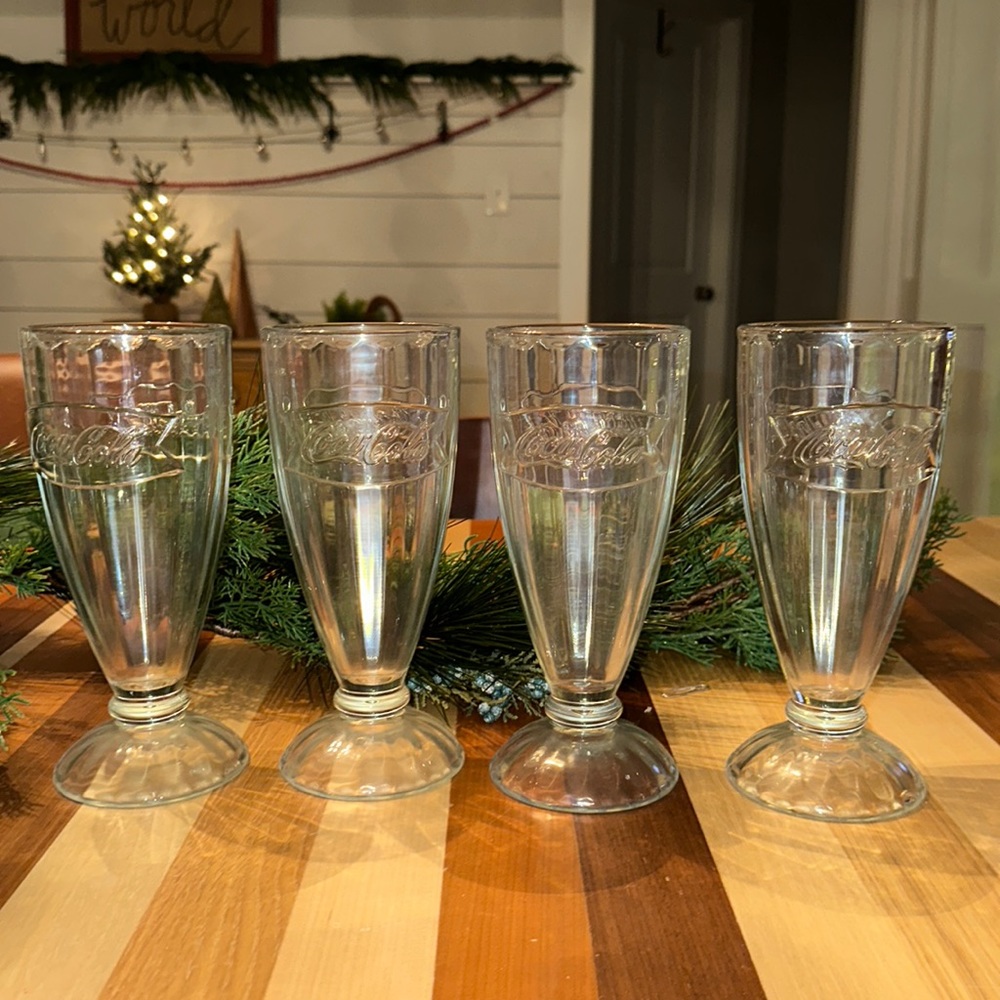 RARE set of 4 Coca Cola Sundae Ice Cream Float Glasses